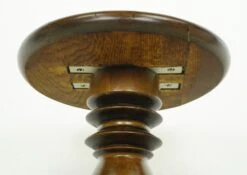 Traditional Round Dark Wood Pine Pedestal Stool 13 Traditional Round Dark Wood Pine Pedestal Stool -OGT Sale Store q284798 04