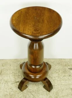 Traditional Round Dark Wood Pine Pedestal Stool 14 Traditional Round Dark Wood Pine Pedestal Stool -OGT Sale Store q284798 05