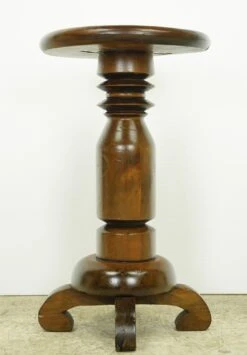 Traditional Round Dark Wood Pine Pedestal Stool 15 Traditional Round Dark Wood Pine Pedestal Stool -OGT Sale Store q284798 06
