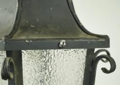 Antique Traditional Steel Black Pebbled Glass Hanging Outdoor Lantern Light -OGT Sale Store q284819 05