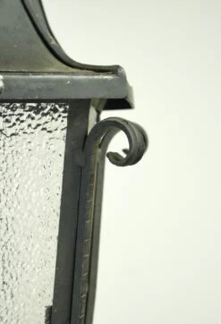 Antique Traditional Steel Black Pebbled Glass Hanging Outdoor Lantern Light -OGT Sale Store q284819 06