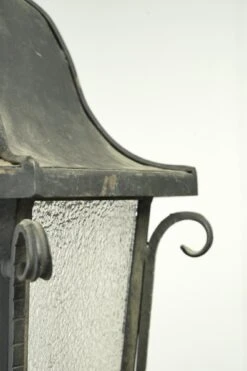 Antique Traditional Steel Black Pebbled Glass Hanging Outdoor Lantern Light -OGT Sale Store q284819 07