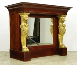 French Empire Wooden Mirror Front Gold Lion Storage Bar With Black Marble Top 23 French Empire Wooden Mirror Front Gold Lion Storage Bar With Black Marble Top -OGT Sale Store q284821 06
