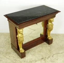 French Empire Wooden Mirror Front Gold Lion Storage Bar With Black Marble Top 24 French Empire Wooden Mirror Front Gold Lion Storage Bar With Black Marble Top -OGT Sale Store q284821 07