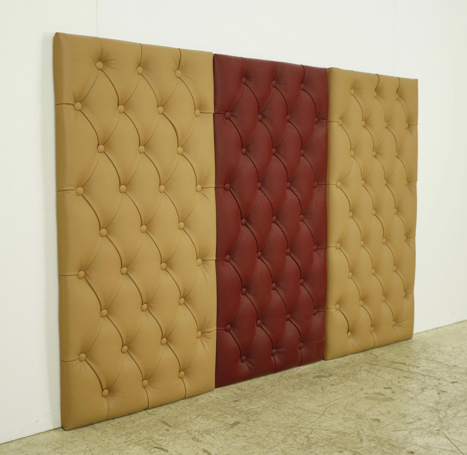 Set Of 3 Tan & Red Soundproof Faux Leather Wall Panels 37.25 X 19 7 Set Of 3 Tan & Red Soundproof Faux Leather Wall Panels 37.25 X 19 - Image 5