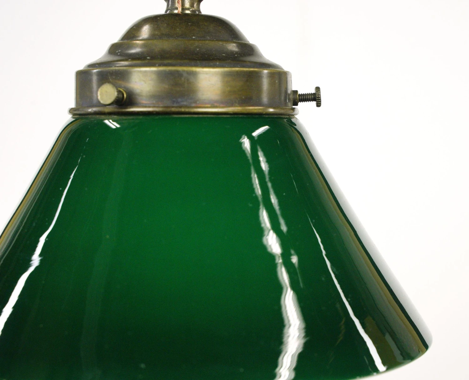 Rewired Green Glass Shade Brass Chain Pendant Light 7 Rewired Green Glass Shade Brass Chain Pendant Light - Image 5