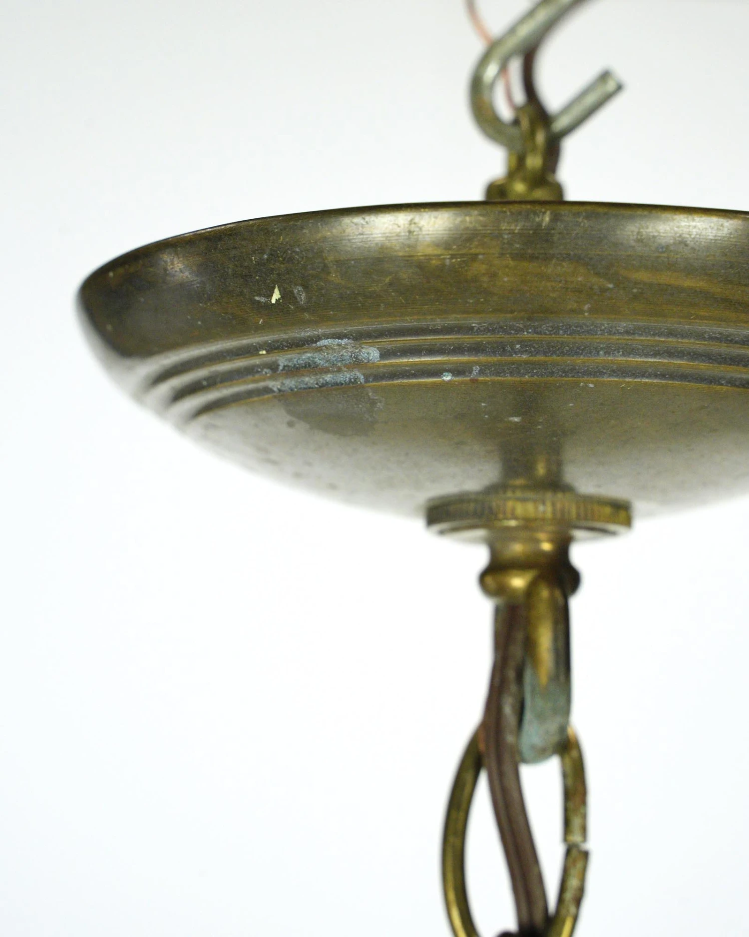 Rewired Green Glass Shade Brass Chain Pendant Light 10 Rewired Green Glass Shade Brass Chain Pendant Light - Image 8