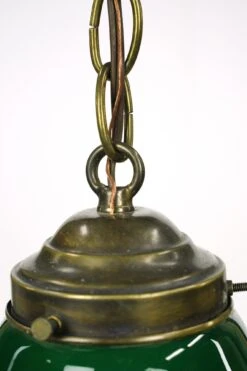 Rewired Green Glass Shade Brass Chain Pendant Light 21 Rewired Green Glass Shade Brass Chain Pendant Light -OGT Sale Store q284914 09