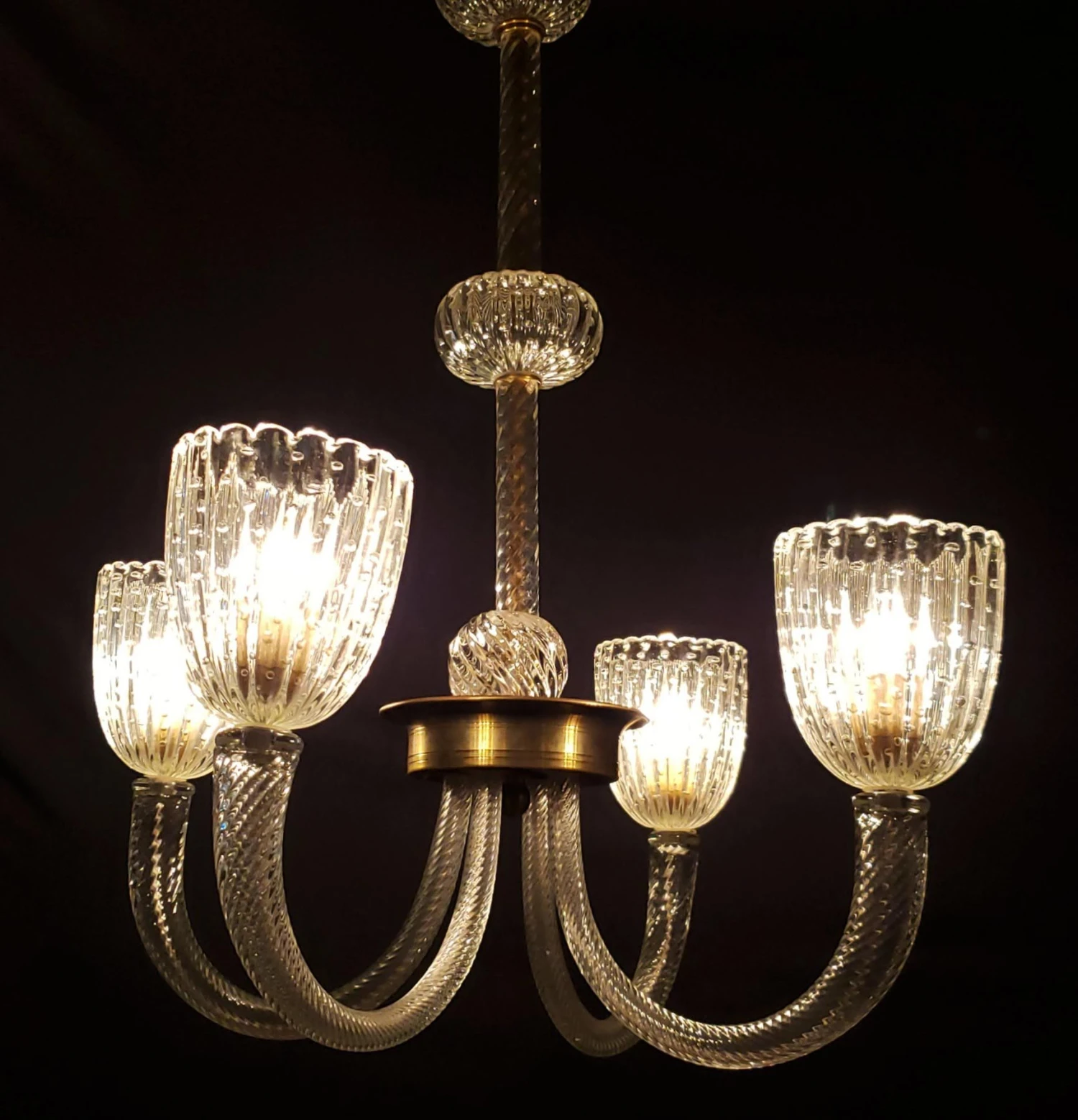 Vintage Clear Control Bubble Murano 4 Arm Crystal Chandelier 7 Vintage Clear Control Bubble Murano 4 Arm Crystal Chandelier - Image 5