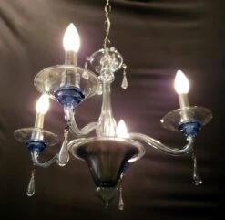Vintage Light Blue 4 Arm Murano Glass Chandelier 12 Vintage Light Blue 4 Arm Murano Glass Chandelier -OGT Sale Store q284928 05