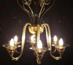 1950s Vintage Amber Murano Glass 6 J Shaped Arm Chandelier 12 1950s Vintage Amber Murano Glass 6 J Shaped Arm Chandelier -OGT Sale Store q284933 05