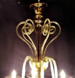 1950s Vintage Amber Murano Glass 6 J Shaped Arm Chandelier 13 1950s Vintage Amber Murano Glass 6 J Shaped Arm Chandelier -OGT Sale Store q284933 06