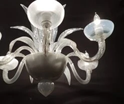 Vintage Murano Opaline Glass 6 S Arm Chandelier With Up & Down Leaves 13 Vintage Murano Opaline Glass 6 S Arm Chandelier With Up & Down Leaves -OGT Sale Store q284954 06