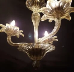 Vintage Murano Glass 3 Up J Arms Chandelier With Gold Inflections 13 Vintage Murano Glass 3 Up J Arms Chandelier With Gold Inflections -OGT Sale Store q284959 06