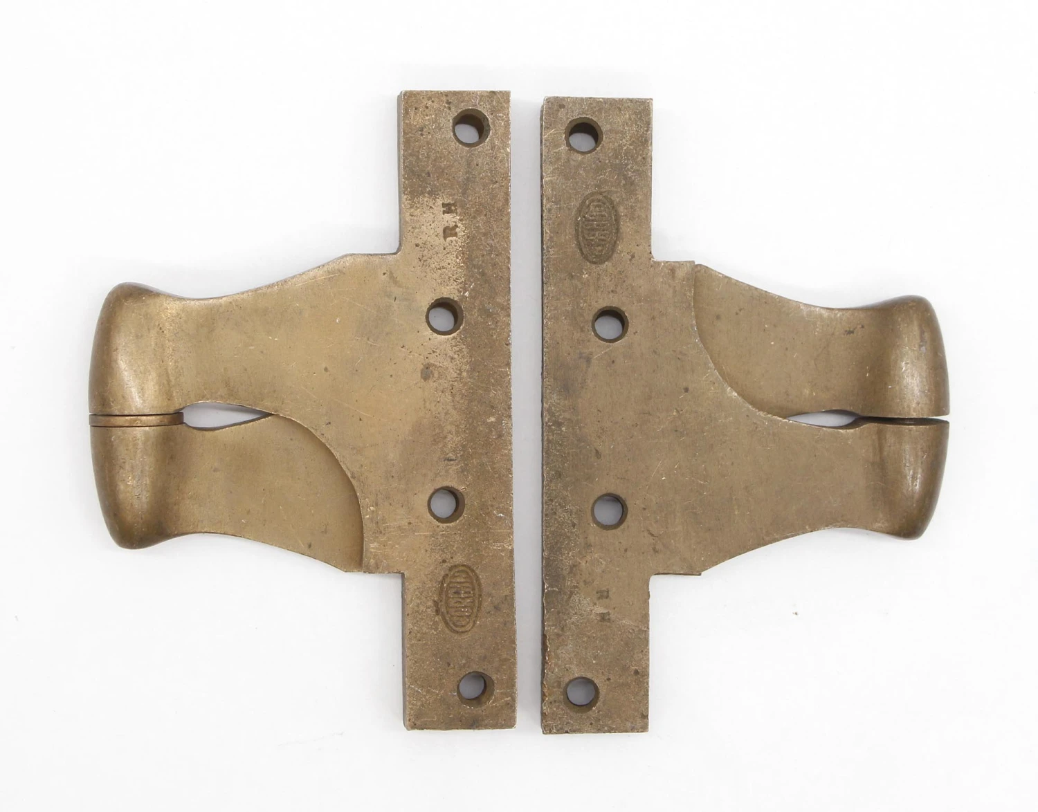 Pair Of Vintage 7 X 6 Corbin Brushed Brass Right Hand Olive Door Hinges 6 Pair Of Vintage 7 X 6 Corbin Brushed Brass Right Hand Olive Door Hinges - Image 4