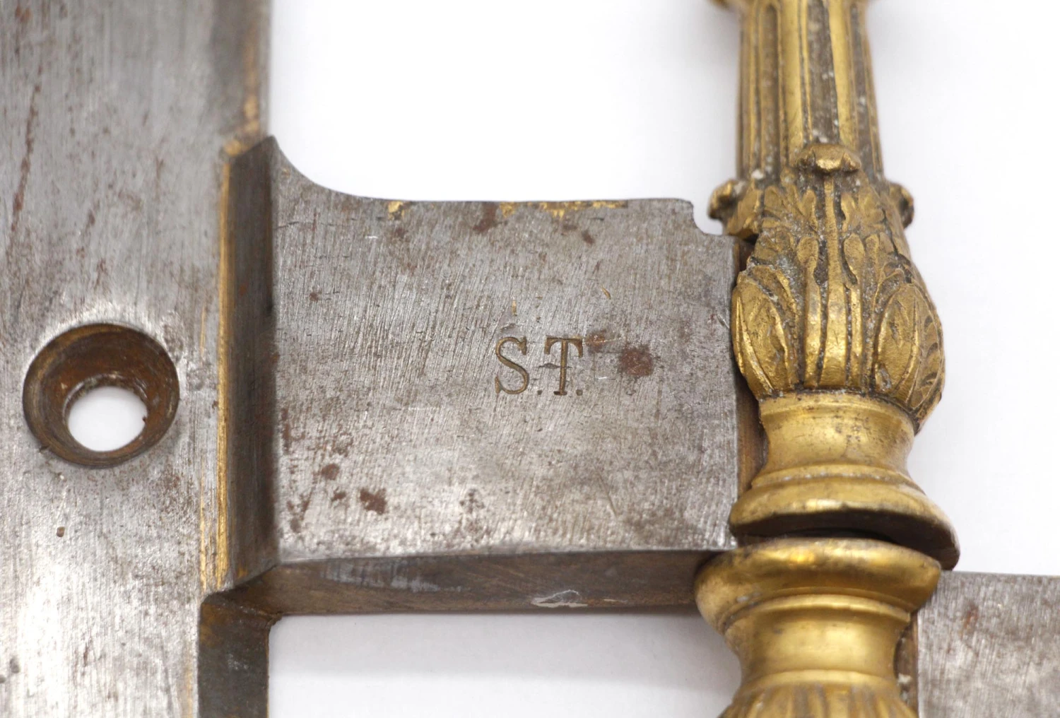 Pair Of Antique 9.875 X 6 Ornate Brass Steel Olive Door Hinges 6 Pair Of Antique 9.875 X 6 Ornate Brass Steel Olive Door Hinges - Image 4