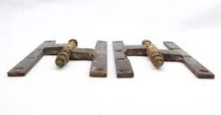 Pair Of Antique 9.875 X 6 Ornate Brass Steel Olive Door Hinges 13 Pair Of Antique 9.875 X 6 Ornate Brass Steel Olive Door Hinges -OGT Sale Store q285035 05