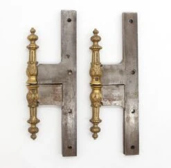 Pair Of Antique 9.875 X 6 Ornate Brass Steel Olive Door Hinges 14 Pair Of Antique 9.875 X 6 Ornate Brass Steel Olive Door Hinges -OGT Sale Store q285035 06