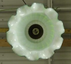 Vintage Ruffled Green Glass Shade Brass Chain Pendant Light 21 Vintage Ruffled Green Glass Shade Brass Chain Pendant Light -OGT Sale Store q285050 10