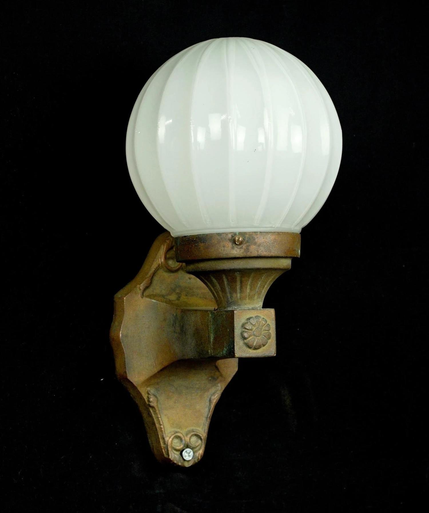 Traditional Bronze & White Glass Globe Wall Sconce 6 Traditional Bronze & White Glass Globe Wall Sconce - Image 4