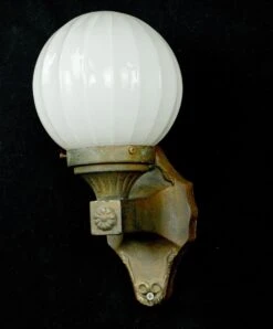 Traditional Bronze & White Glass Globe Wall Sconce 17 Traditional Bronze & White Glass Globe Wall Sconce -OGT Sale Store q285072 05