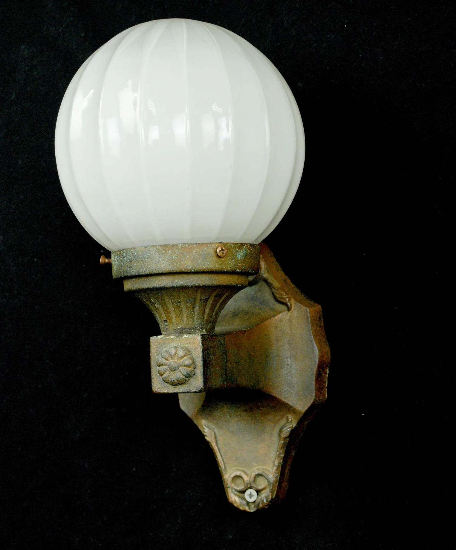 Traditional Bronze & White Glass Globe Wall Sconce 7 Traditional Bronze & White Glass Globe Wall Sconce - Image 5
