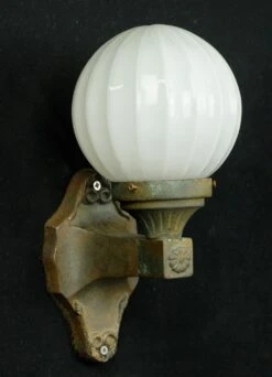 Traditional Bronze & White Glass Globe Wall Sconce 18 Traditional Bronze & White Glass Globe Wall Sconce -OGT Sale Store q285072 06
