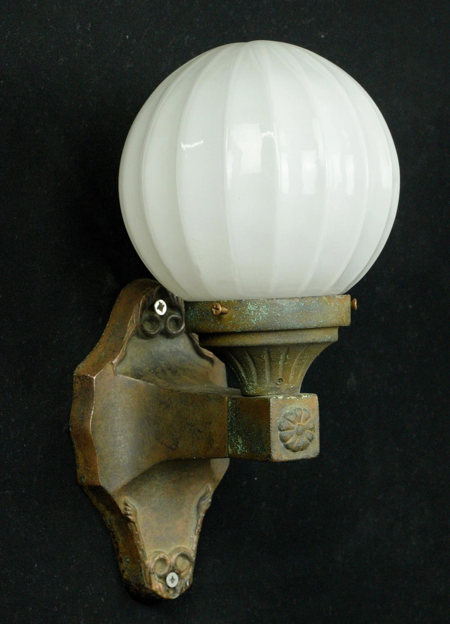 Traditional Bronze & White Glass Globe Wall Sconce 8 Traditional Bronze & White Glass Globe Wall Sconce - Image 6