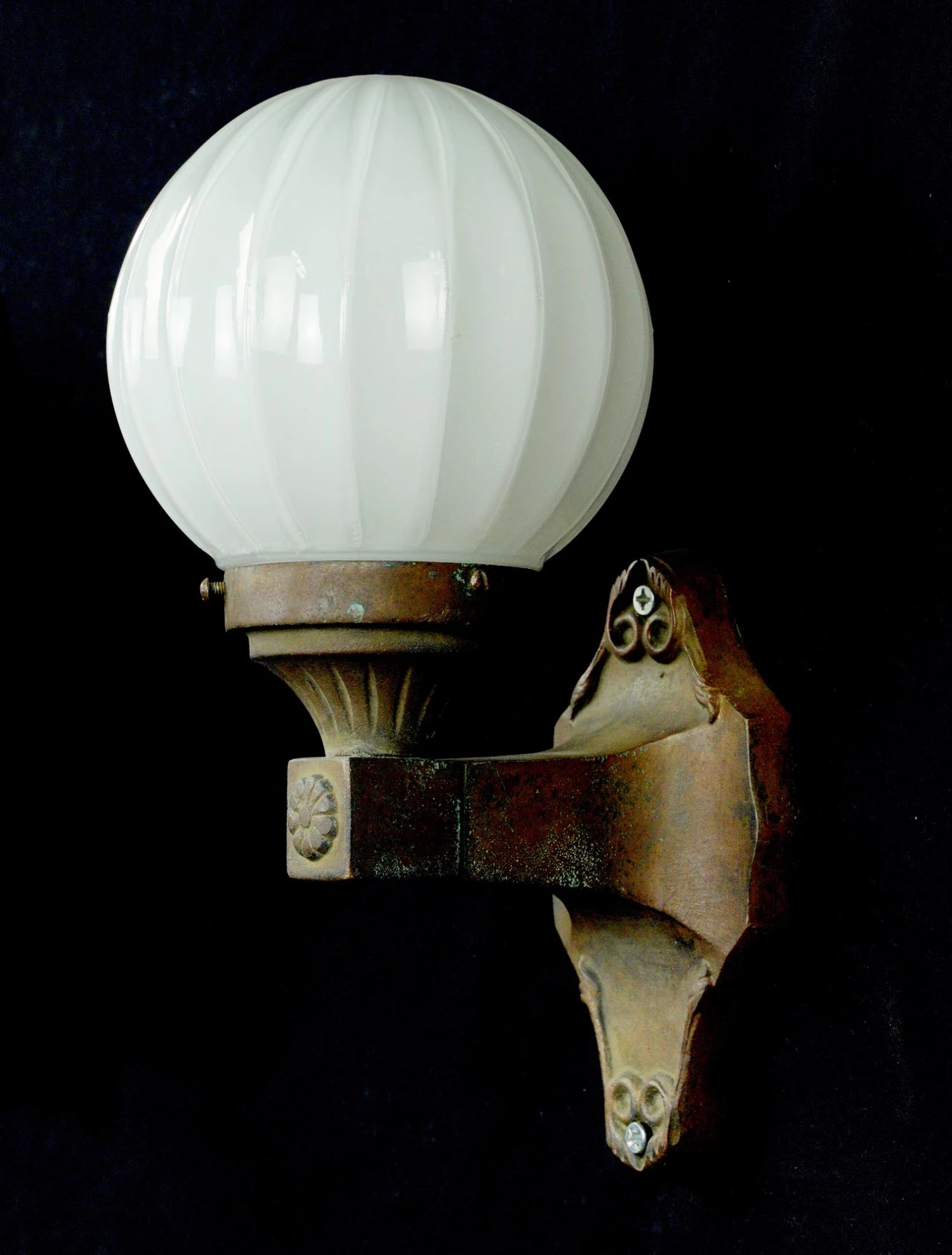Traditional Bronze & White Glass Globe Wall Sconce 9 Traditional Bronze & White Glass Globe Wall Sconce - Image 7