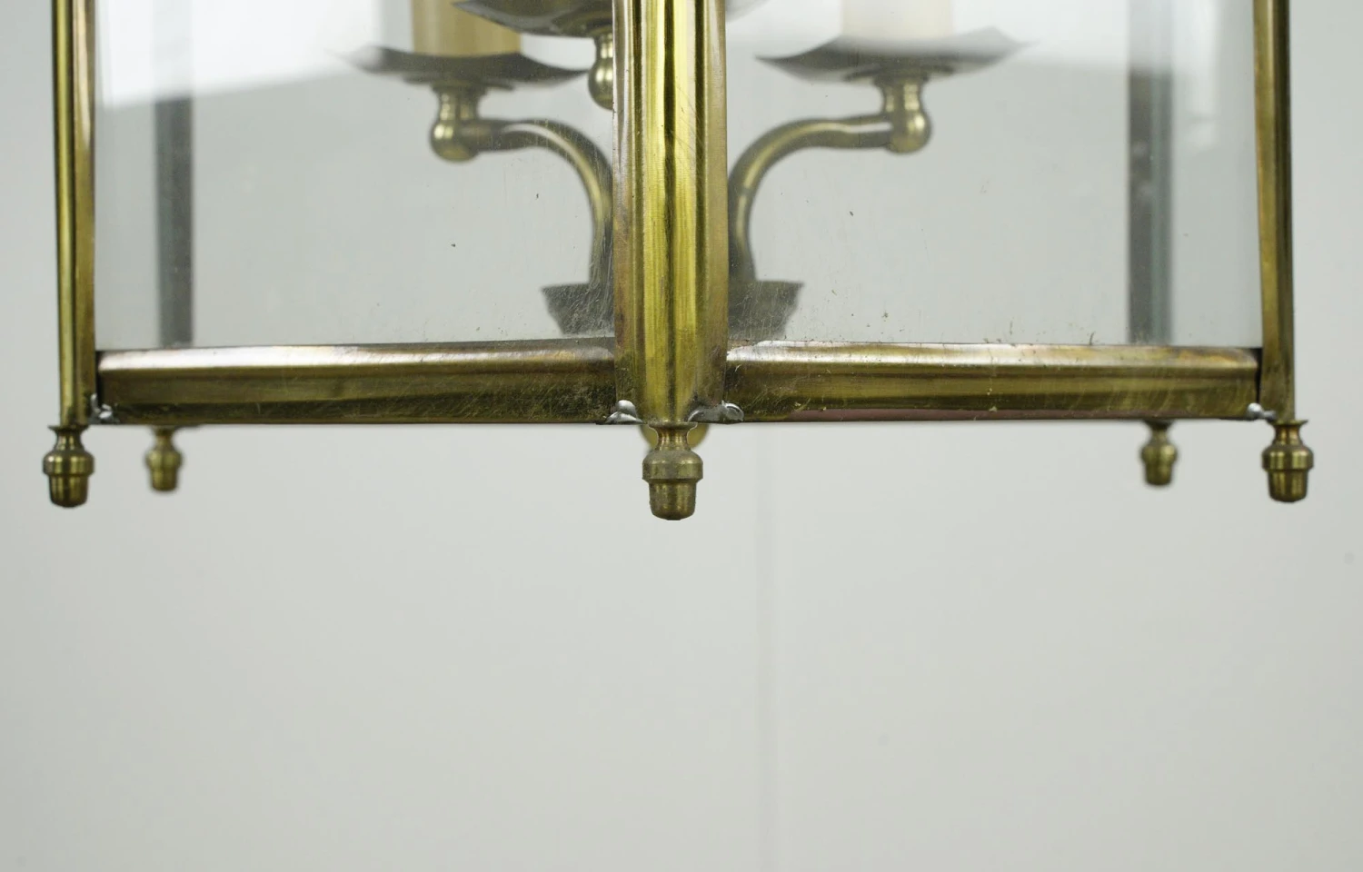 Vintage Traditional Brass Clear Glass Lantern Pendant Light 6 Vintage Traditional Brass Clear Glass Lantern Pendant Light - Image 4