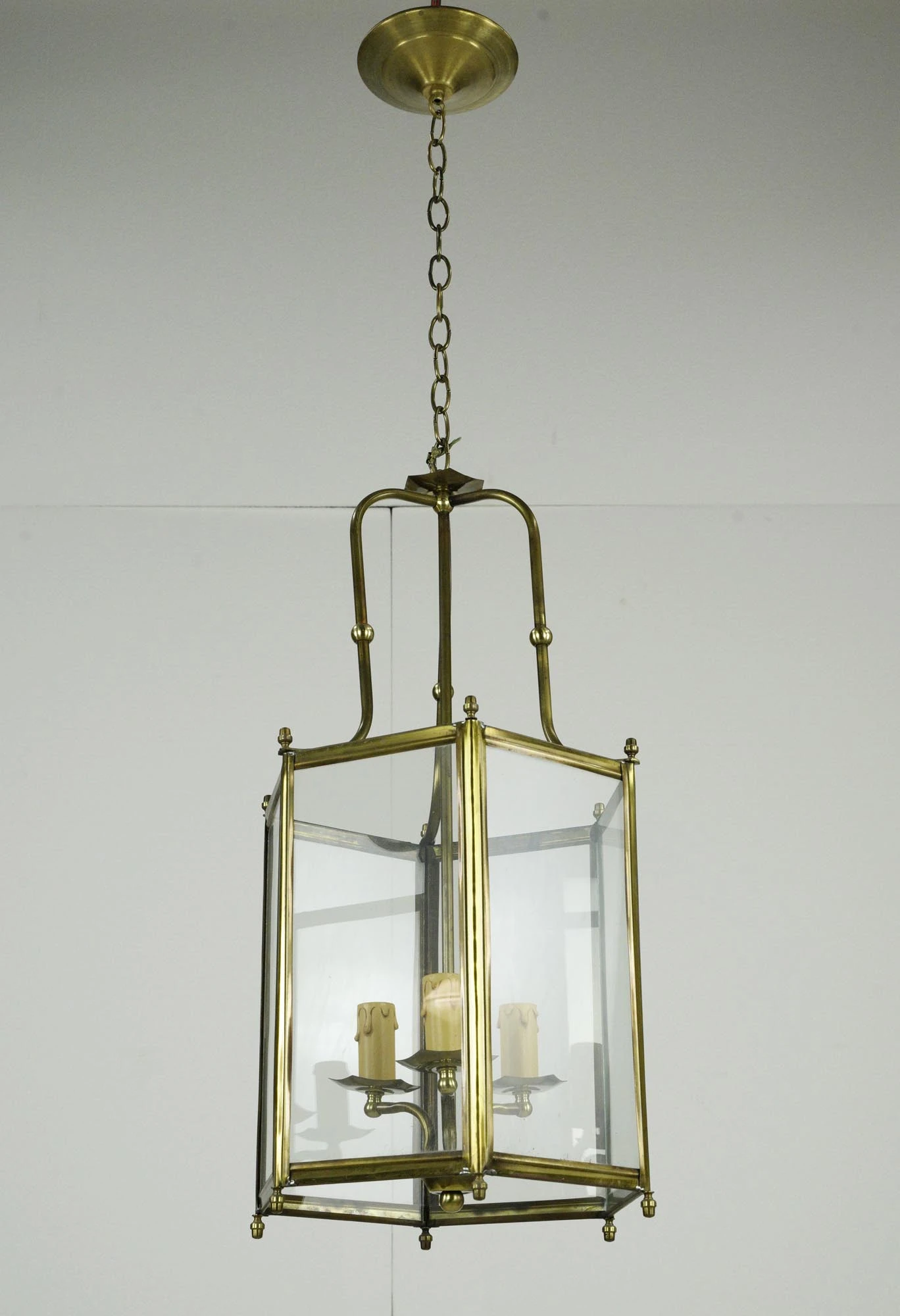 Vintage Traditional Brass Clear Glass Lantern Pendant Light 10 Vintage Traditional Brass Clear Glass Lantern Pendant Light - Image 8