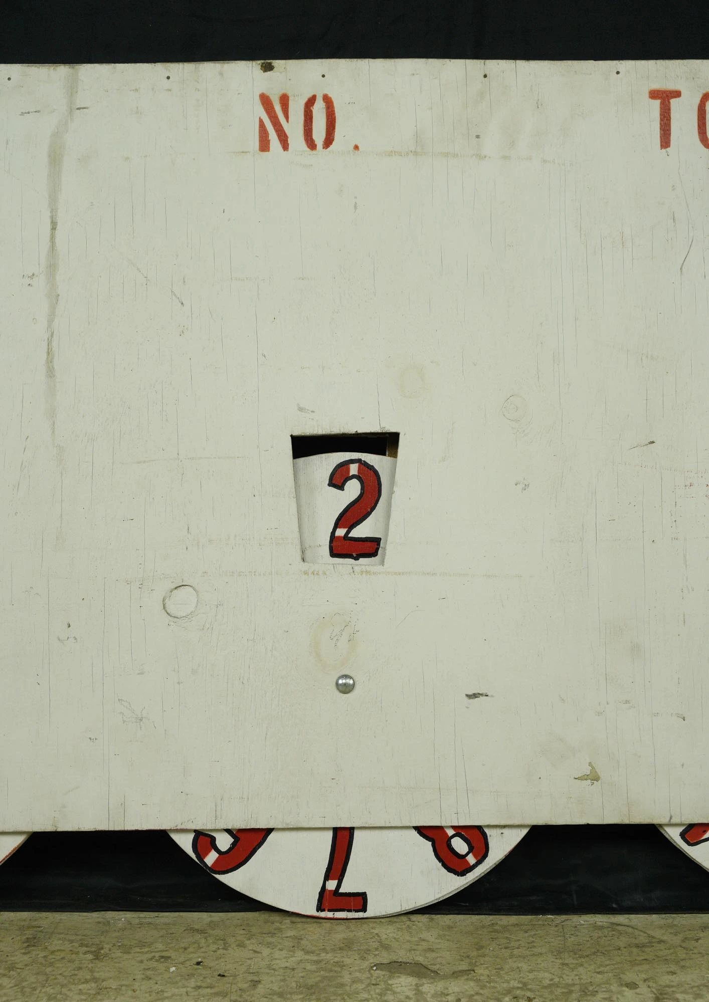 Handmade 3 Digit White & Red Plywood Tracker Sign 7 Handmade 3 Digit White & Red Plywood Tracker Sign - Image 5