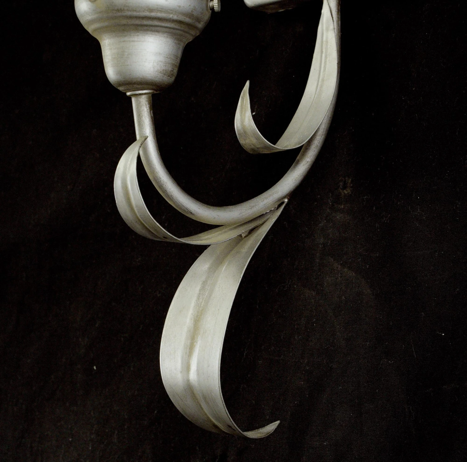 Pair Of Vintage 1 Arm White Alabaster Shades Silver Steel Wall Sconces 11 Pair Of Vintage 1 Arm White Alabaster Shades Silver Steel Wall Sconces - Image 9
