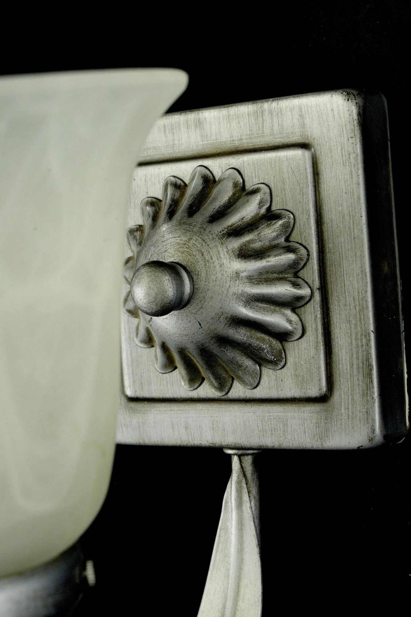 Pair Of Vintage 1 Arm White Alabaster Shades Silver Steel Wall Sconces 13 Pair Of Vintage 1 Arm White Alabaster Shades Silver Steel Wall Sconces - Image 11