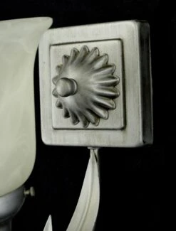 Pair Of Vintage One Arm White Alabaster Shade Silver Steel Wall Sconces 22 Pair Of Vintage One Arm White Alabaster Shade Silver Steel Wall Sconces -OGT Sale Store q285111 07