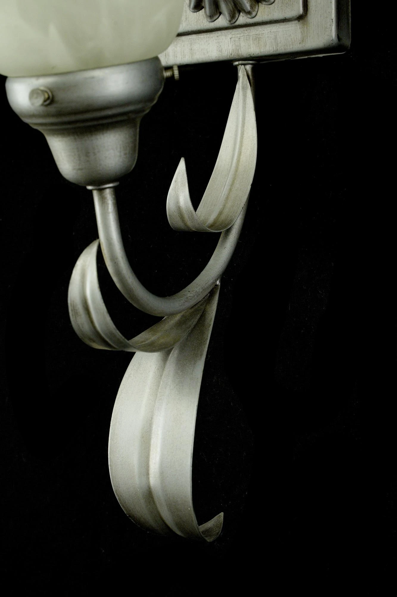 Pair Of Vintage One Arm White Alabaster Shade Silver Steel Wall Sconces 13 Pair Of Vintage One Arm White Alabaster Shade Silver Steel Wall Sconces - Image 11