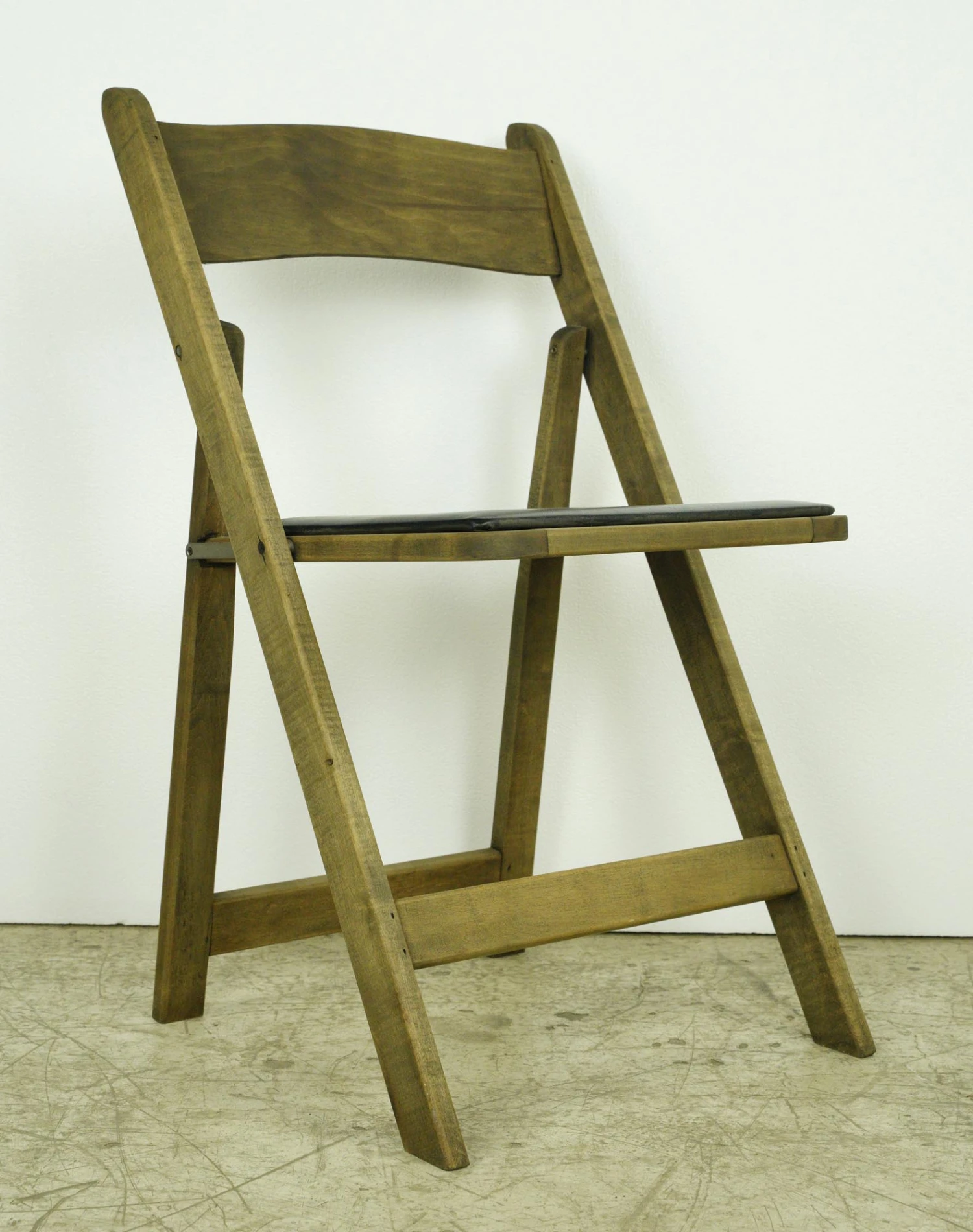 Pair Of Vintage Pine Black Vinyl Seat Folding Chairs 6 Pair Of Vintage Pine Black Vinyl Seat Folding Chairs - Image 4