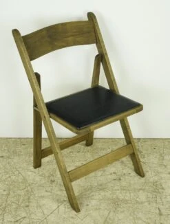 Pair Of Vintage Pine Black Vinyl Seat Folding Chairs 21 Pair Of Vintage Pine Black Vinyl Seat Folding Chairs -OGT Sale Store q285133 05