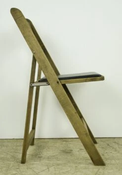 Pair Of Vintage Pine Black Vinyl Seat Folding Chairs 22 Pair Of Vintage Pine Black Vinyl Seat Folding Chairs -OGT Sale Store q285133 06