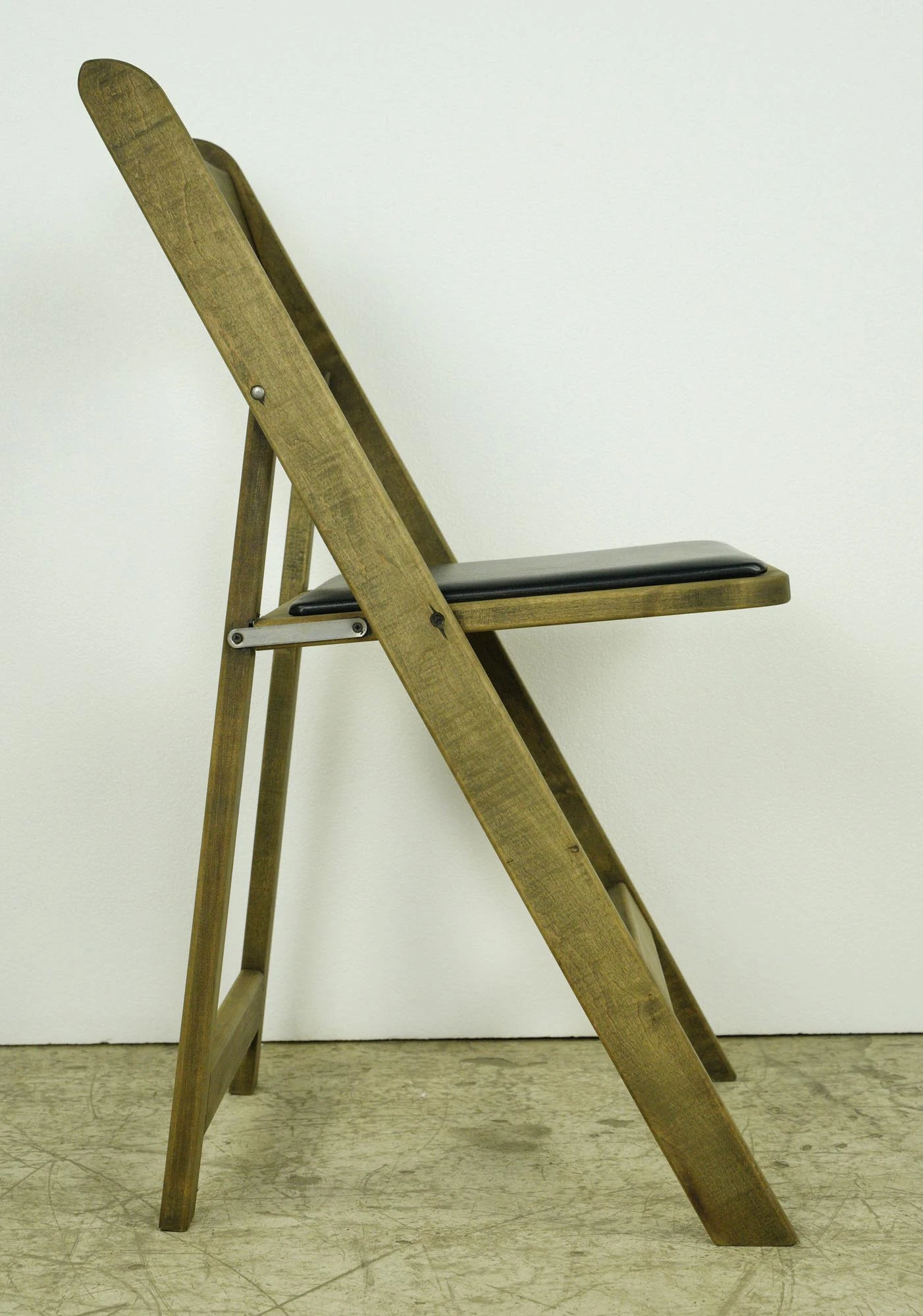 Pair Of Vintage Pine Black Vinyl Seat Folding Chairs 8 Pair Of Vintage Pine Black Vinyl Seat Folding Chairs - Image 6