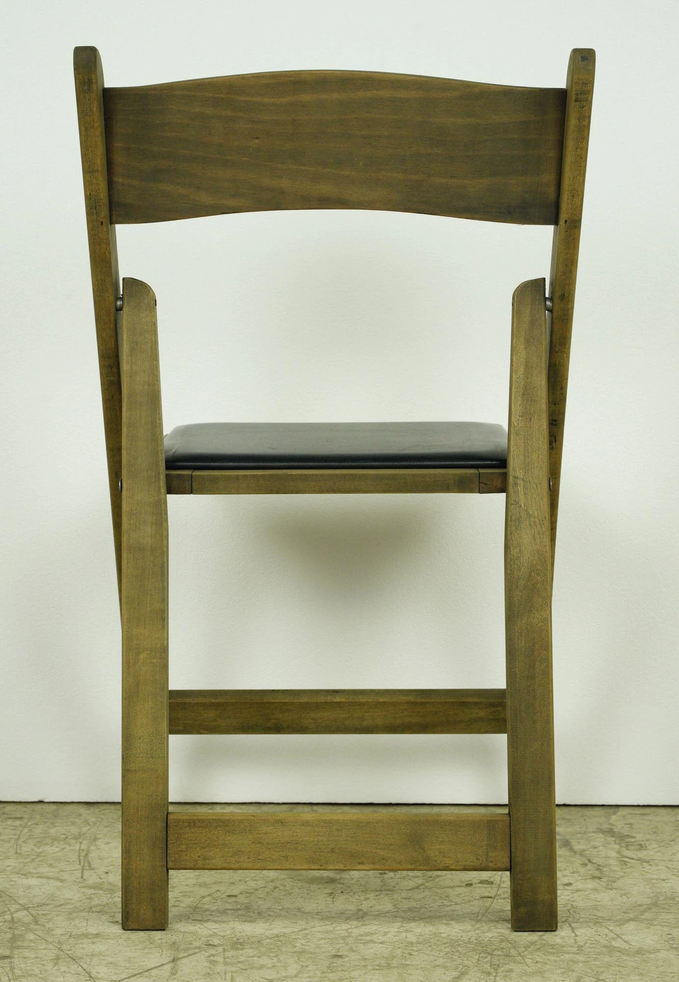 Pair Of Vintage Pine Black Vinyl Seat Folding Chairs 9 Pair Of Vintage Pine Black Vinyl Seat Folding Chairs - Image 7