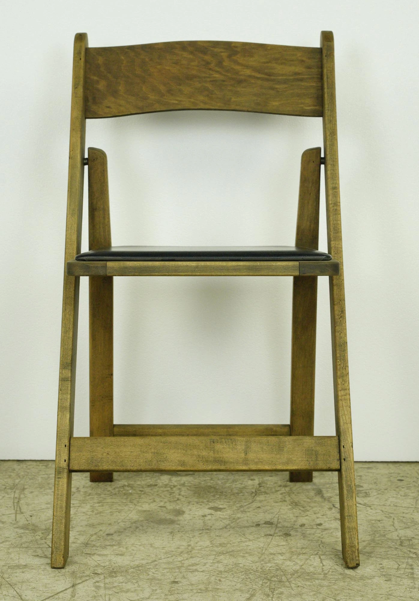 Pair Of Vintage Pine Black Vinyl Seat Folding Chairs 10 Pair Of Vintage Pine Black Vinyl Seat Folding Chairs - Image 8