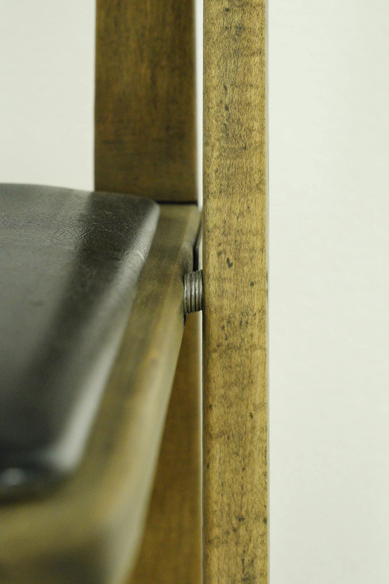 Pair Of Vintage Pine Black Vinyl Seat Folding Chairs 11 Pair Of Vintage Pine Black Vinyl Seat Folding Chairs - Image 9