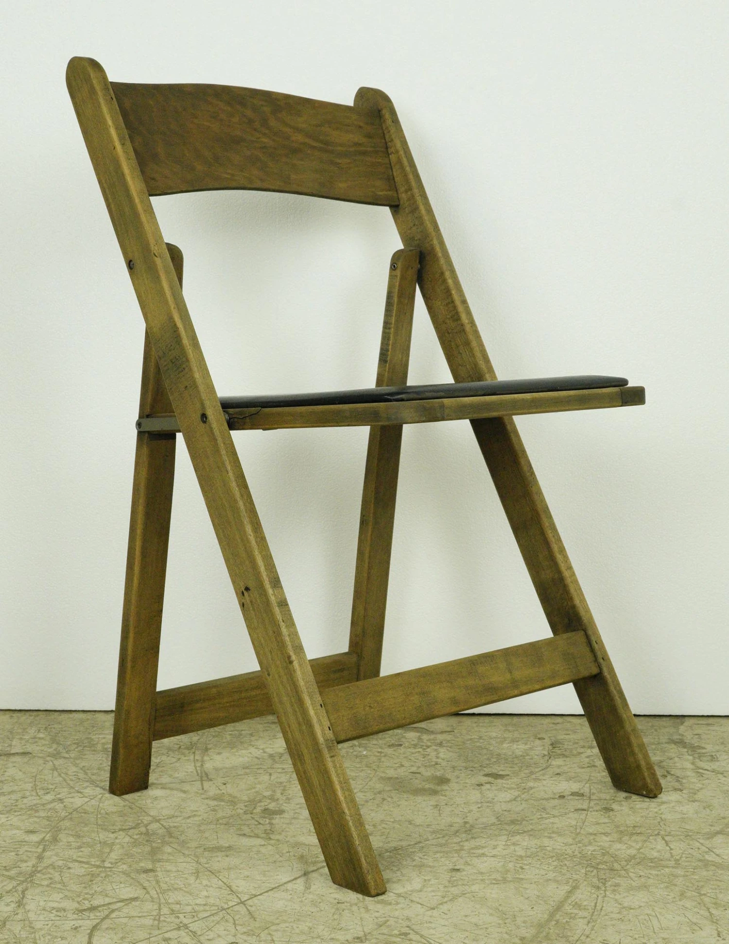 Pair Of Vintage Pine Black Vinyl Seat Folding Chairs 12 Pair Of Vintage Pine Black Vinyl Seat Folding Chairs - Image 10