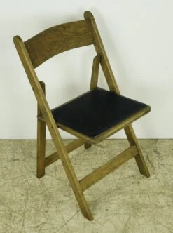Pair Of Vintage Pine Black Vinyl Seat Folding Chairs 27 Pair Of Vintage Pine Black Vinyl Seat Folding Chairs -OGT Sale Store q285133 11