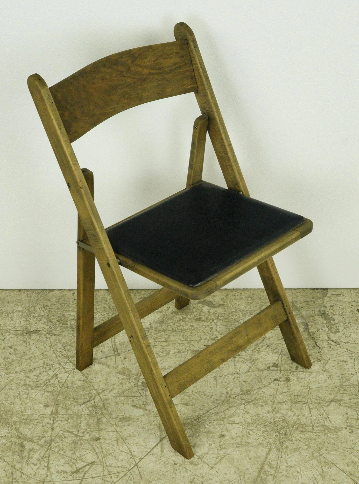 Pair Of Vintage Pine Black Vinyl Seat Folding Chairs 13 Pair Of Vintage Pine Black Vinyl Seat Folding Chairs - Image 11