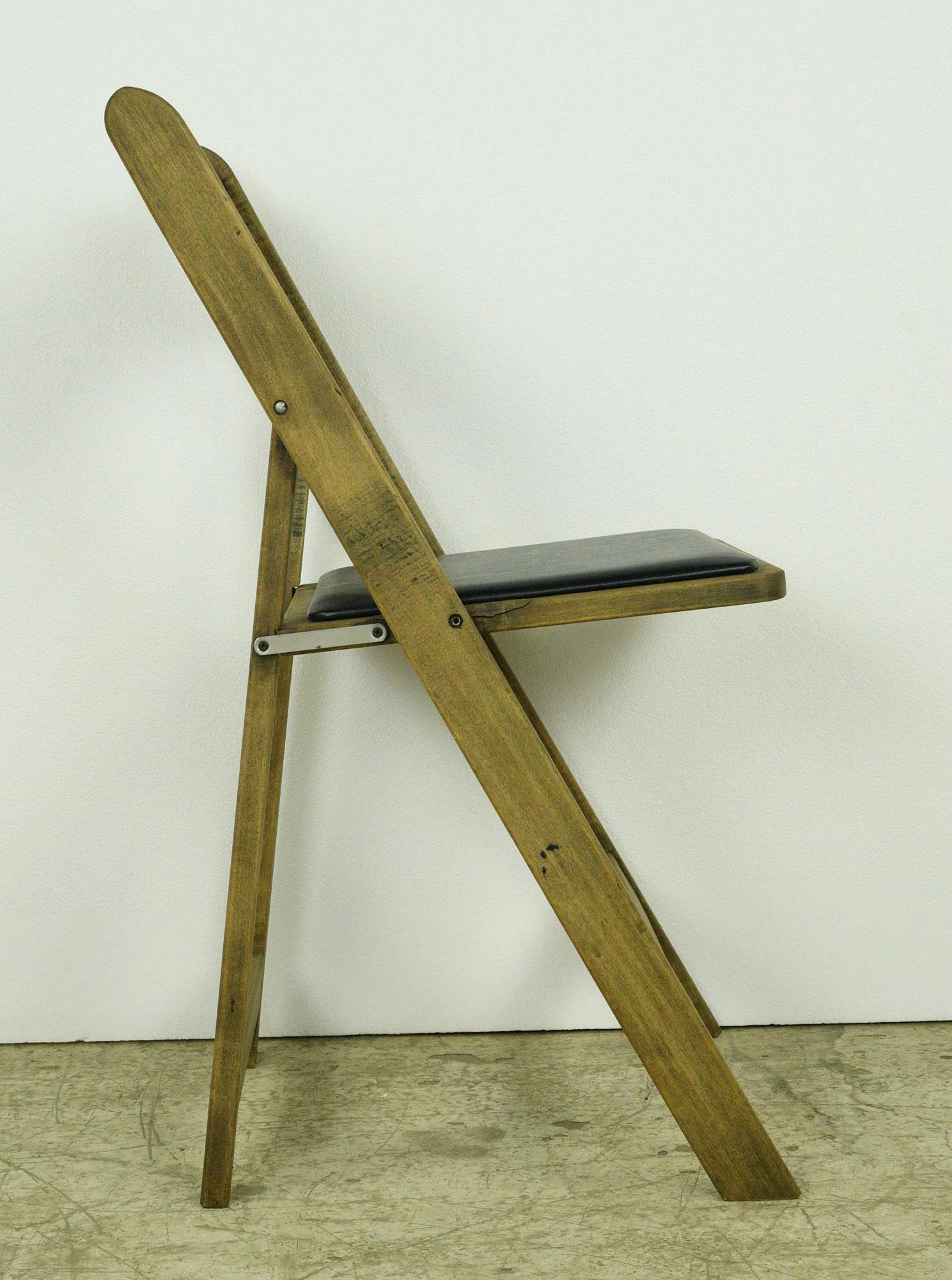 Pair Of Vintage Pine Black Vinyl Seat Folding Chairs 14 Pair Of Vintage Pine Black Vinyl Seat Folding Chairs - Image 12