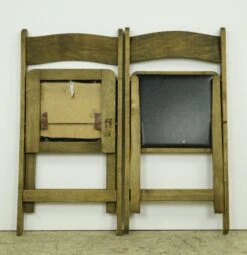 Pair Of Vintage Pine Black Vinyl Seat Folding Chairs 31 Pair Of Vintage Pine Black Vinyl Seat Folding Chairs -OGT Sale Store q285133 15