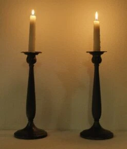 Pair Of Traditional Tall Pewter Candle Holders -OGT Sale Store q285139 11
