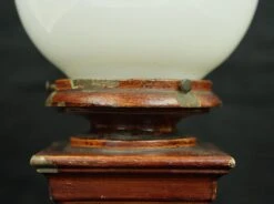 Vintage Ball Shaped Milk Glass Globe Steel Wood Table Lamp 17 Vintage Ball Shaped Milk Glass Globe Steel Wood Table Lamp -OGT Sale Store q285152 04